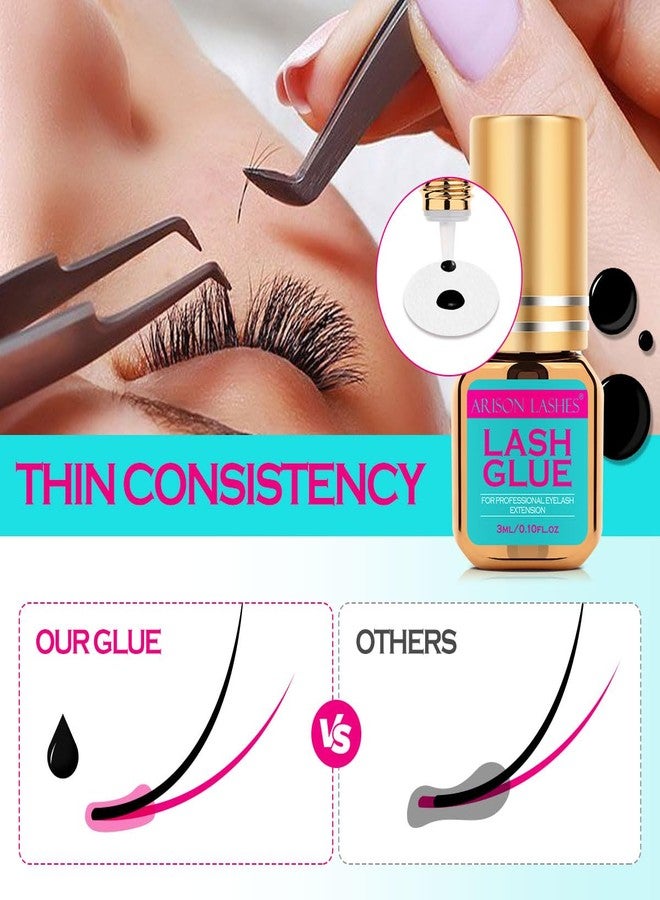 أريسون لاشز غراء لتطويل الرموش، يجف خلال ثانية واحدة، غراء مقاوم للماء لتطويل الرموش، يدوم من 7 إلى 8 أسابيع، ثبات قوي، لاصق رموش سوداء يدوم طويلاً، للاستخدام الاحترافي فقط (3 مل) - Image 5